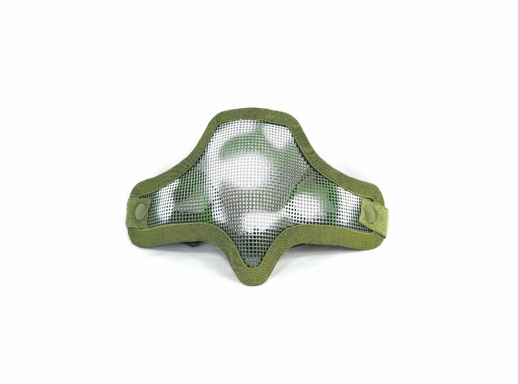 Máscara de malla en acero con acople para casco táctico al aire libre color verde-blanco segunda mano