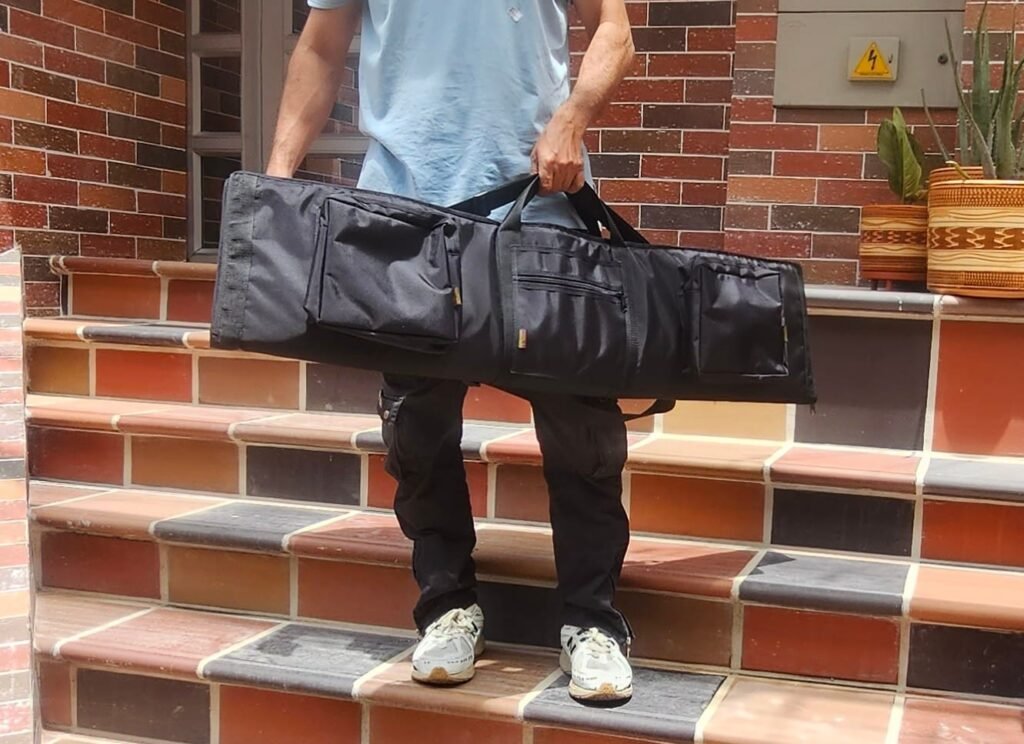 ESTUCHE DE LONA NEGRO RECTANGULAR CON 3 BOLSILLOS AMPLIOS(110CM)