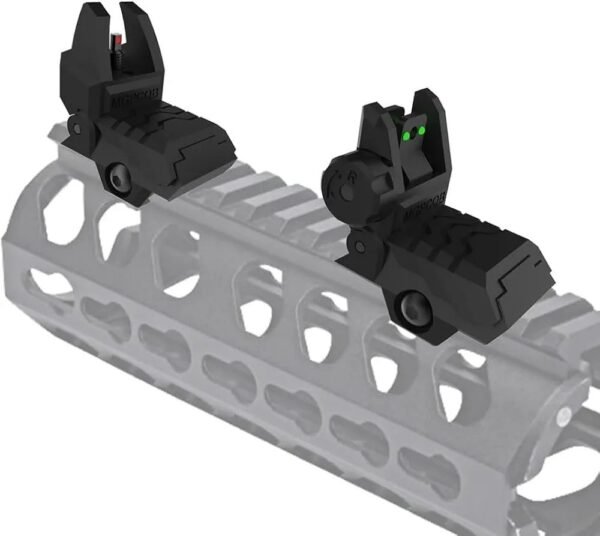 Miras abatibles de fibra óptica, mira frontal de punto rojo y mira trasera de punto verde para Picatinny y Weaver Rail