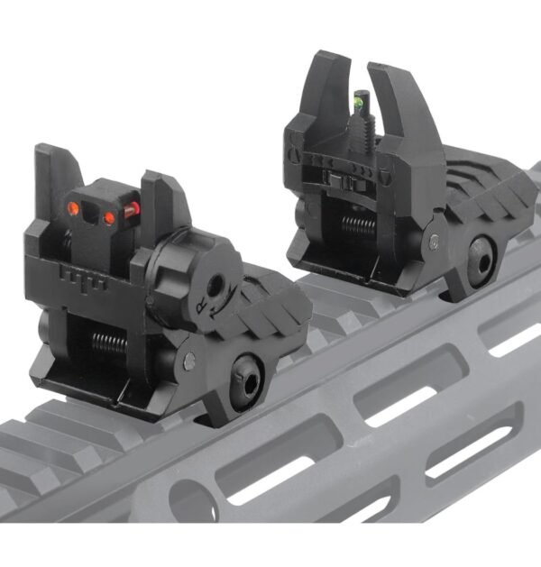 Miras abatibles de fibra óptica, mira frontal de punto rojo y mira trasera de punto verde para Picatinny y Weaver Rail
