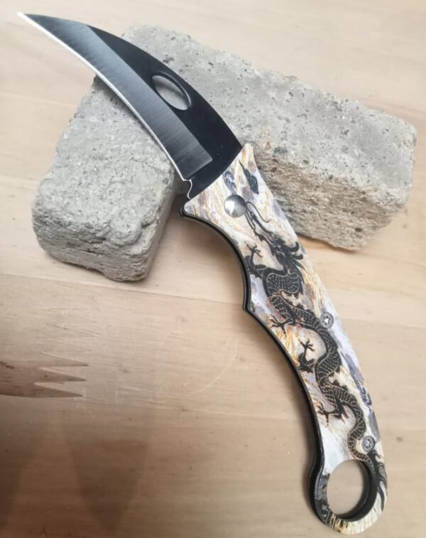 NAVAJA KARAMBIT PEQUEÑA CACHA CAFE CON DRAGON 751