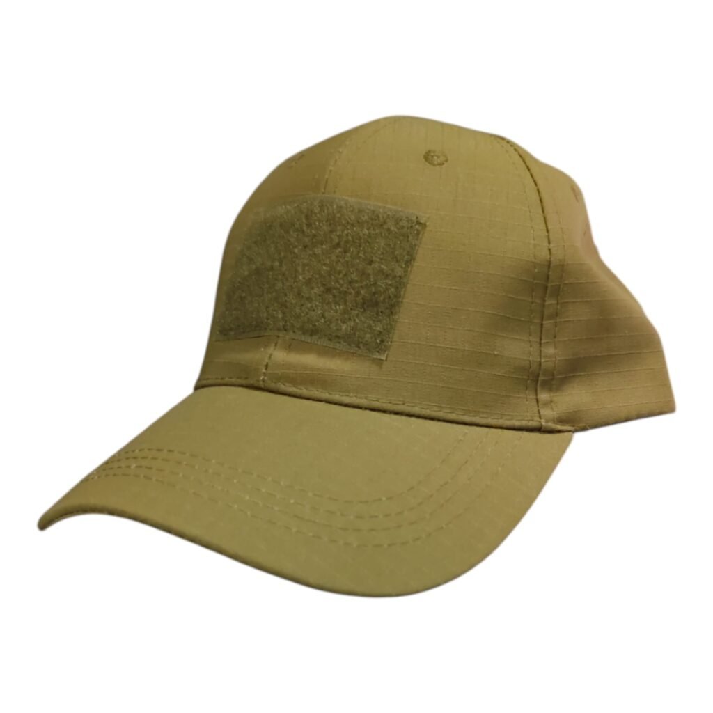Gorra tela galleta color cafe con velgro atras y adelante