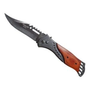 Navaja automatica niquelada cacha madera
