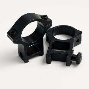 SOPORTE/BASE/ANILLA DE MONTAJE PARA MIRA TELESCOPICA RIEL 22 mm, alta 28.5mm y orificio de 25,4mm