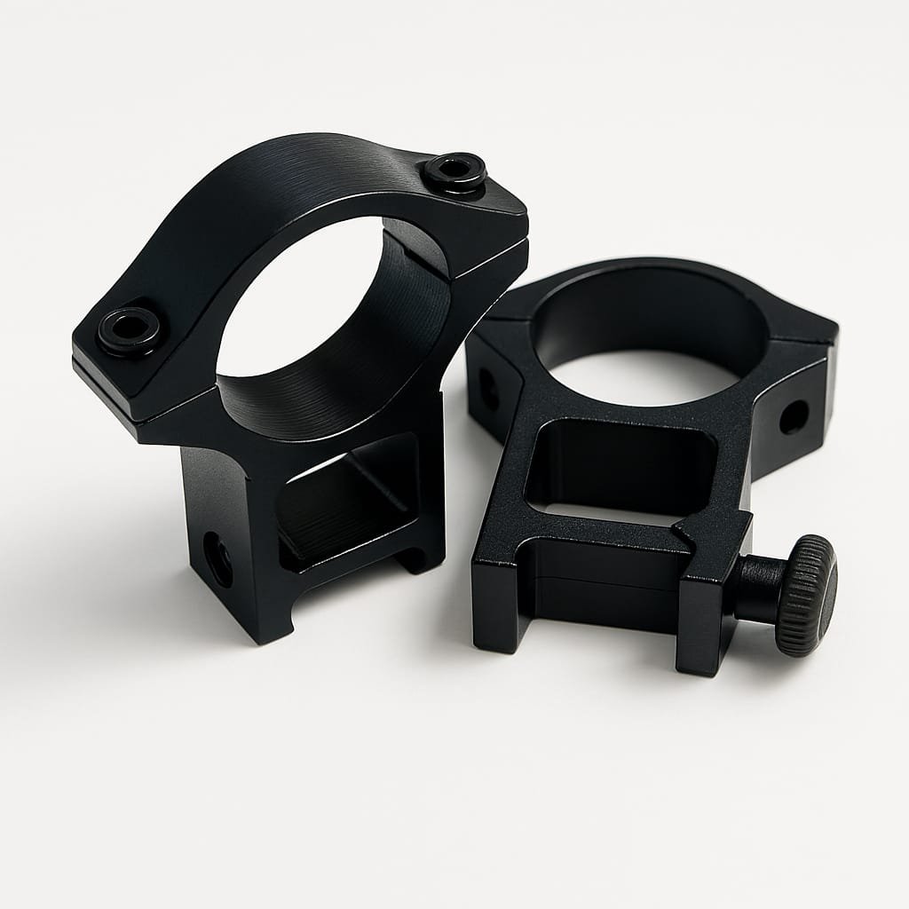 SOPORTE/BASE/ANILLA DE MONTAJE PARA MIRA TELESCOPICA RIEL 22 mm, alta 28.5mm y orificio de 25,4mm