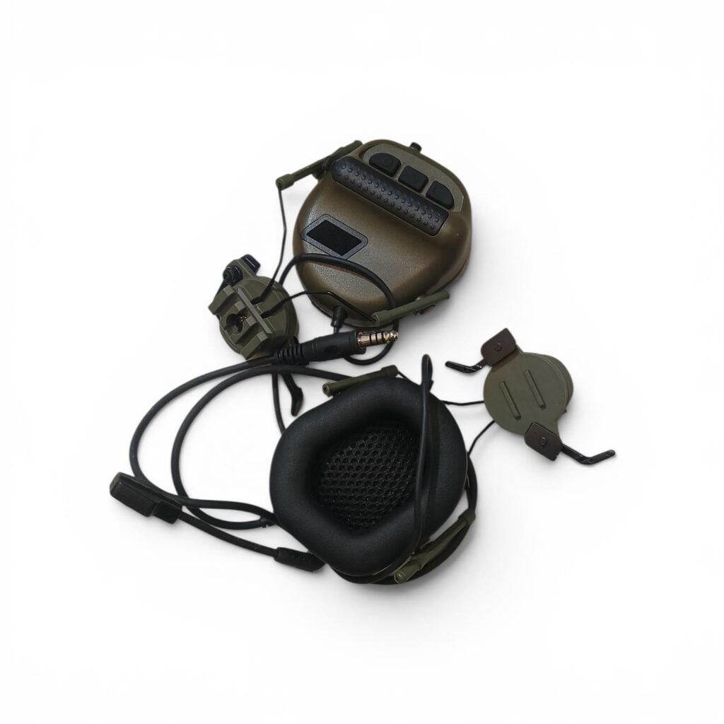 Auriculares/tapaoidos tácticos color verde con micrófono desmontable casco (unico)